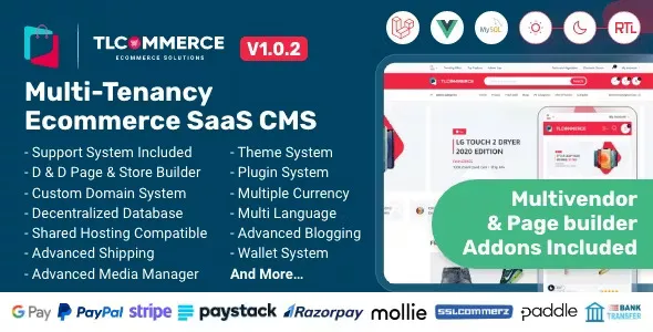 TLCommerce SaaS | Laravel & VueJS Powered Multi-Tenancy Ecommerce SaaS CMS Nulled